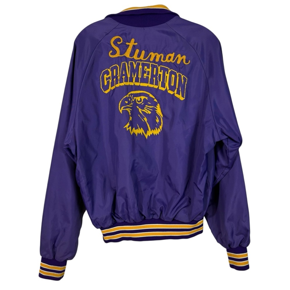 Vintage 1980s Purple Golden Yellow Eagle Graphic Embroidered Varsity Windbreaker